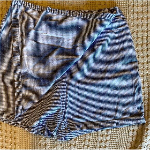 Classic Elements Woman Plus Size 18W Elastic Waist Blue White Seersucker Skort - Picture 9 of 9